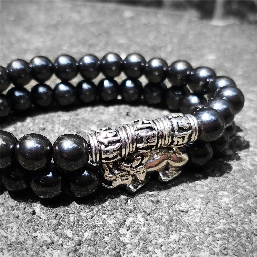 Магнитный гематитовый браслет фэн шуй для мужчин и женщин черный богатства удачи
