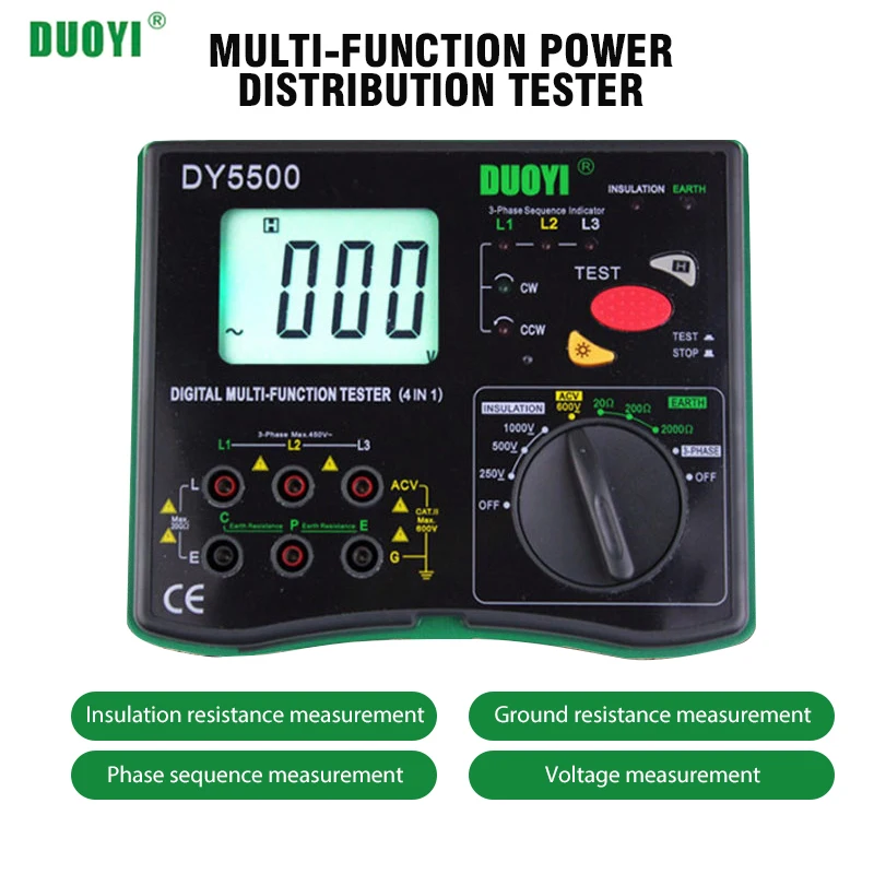 Duoyi DY5500 4 In1 Digitale Fluke Multifunctionele Weerstand Tester
