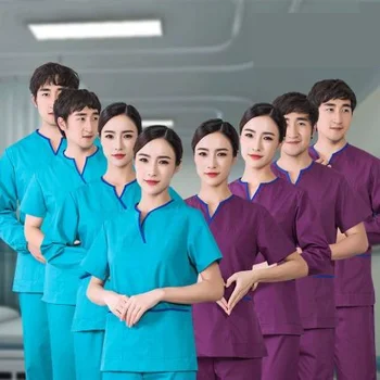 

Elasticity Cotton Spandex Body Nurse Uniform For Women Men Medical Scrubs Suit Dental Hospital Set Work Wear Nursing Clothing