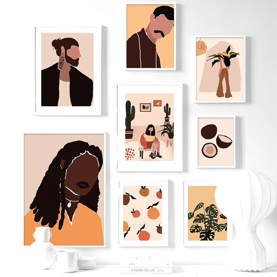 

Abstract Vintage Man Fashion Woman Fruit Wall Art Canvas Painting Nordic Posters And Prints Wall Pictures For Living Room Decor