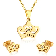 LUXUKISSKIDS модные свадебные украшения Хрустальная корона Форма кулон и серьги комплекты, 316 Нержавеющая сталь, Сеть
