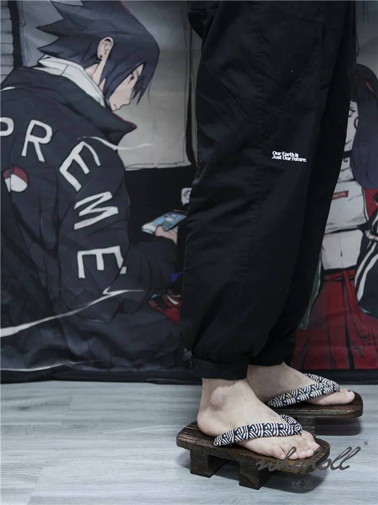 Japanischen Samurai Holz Geta Clogs Schuhe Mann Frauen Flip-Flops Sommer Slipper Anime Cosplay Schuh Unisex Sandalen – Detail 10
