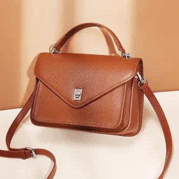 

Vintage messenger bag handbags women bags designer cow leather genuine leather flap envelope package for 2019