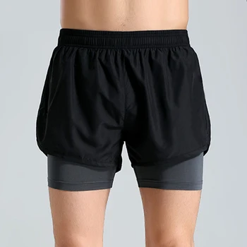 

Men Fitness 2 in 1 Bodybuilding Shorts Men Jogger Beach Short Pants Summer Gyms Workout Male Breathable Quick Dry Sportswear