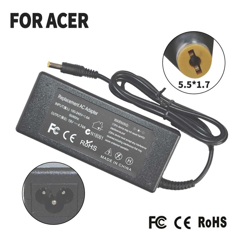 19V 4.74A ноутбук Зарядное устройство для ноутбука Acer Aspire 7750G 7739Z 7560G 7741 7745G 7720 5750 5755G 5560G