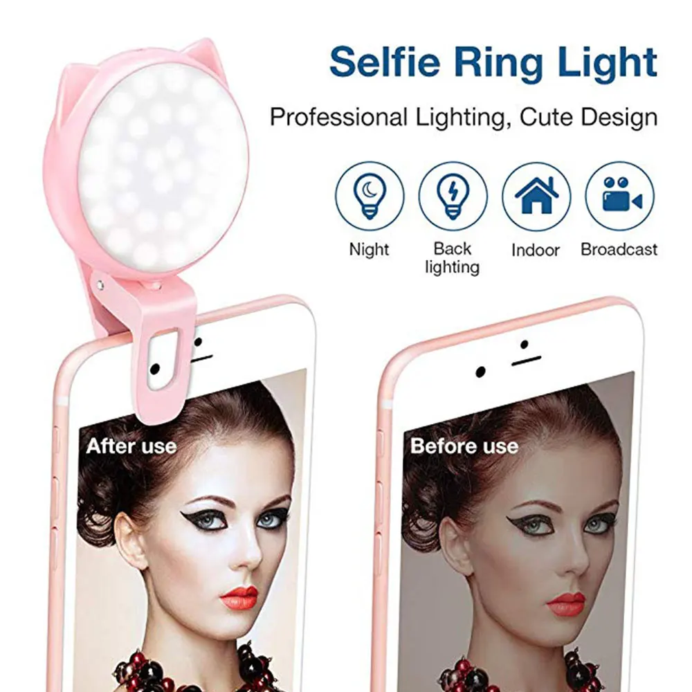 

New Selfie Portable Flash Led Camera Phone Photography Ring Light Enhancing Photography for Xiaomi iPhone X Samsung Galaxy S10