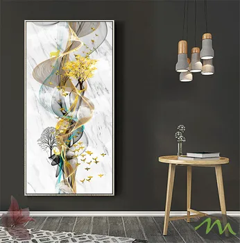 

Abstract Golden Deer Paintings Wall Pictures Modern Canvas Blue Poster Print Wall Art for Living Room Bedroom with Hanger 6-5