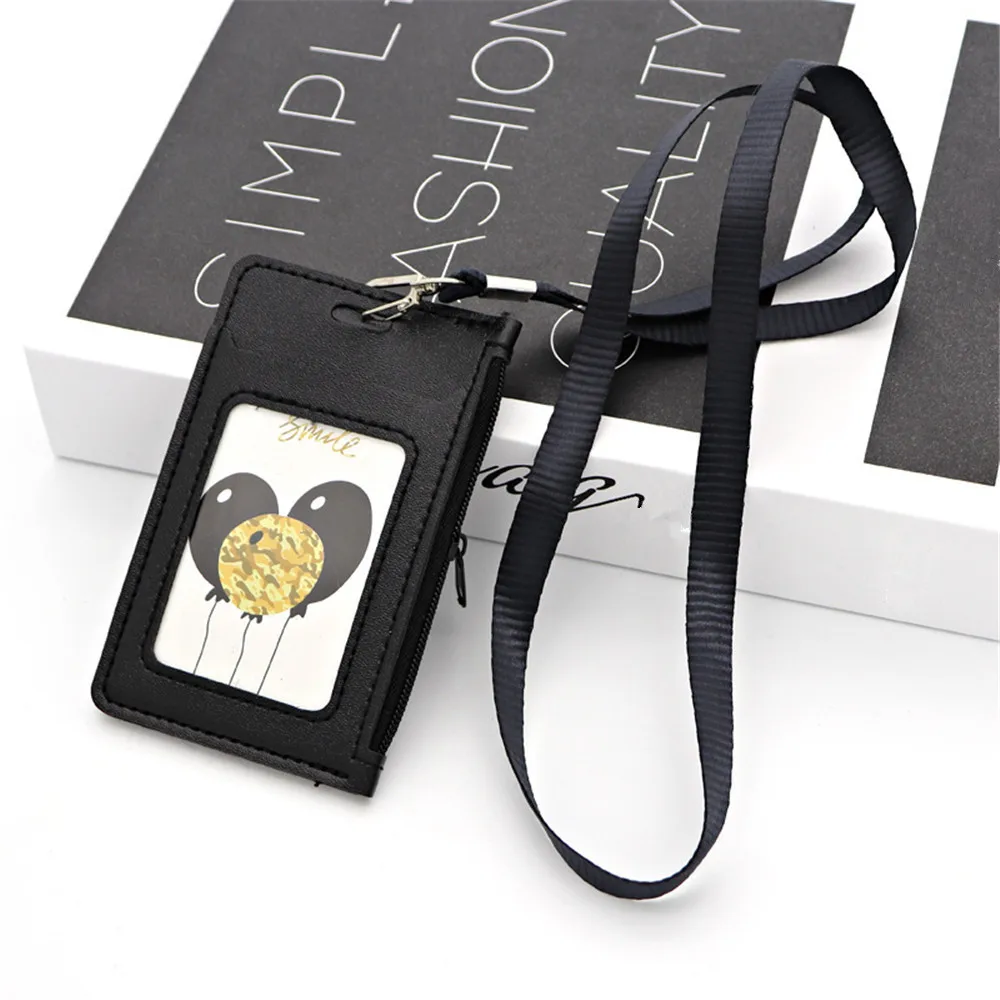 Unisex Pu Leather Id Credit Bank Card Holder Kids Students Bus Card Case Lanyard Male Visit Door Identity Badge Cards Cover wallet card holder,card holder,credit card holder,card wallet,id card holder,id card case,wallet card bag,document card wallet