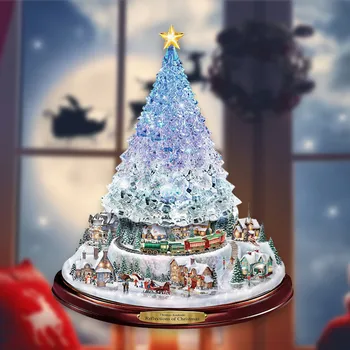 

#32 Christmas Tree Rotating Sculpture Train Decorations Paste Window Paste Stickers новогодние украшения Boże Narodzenie