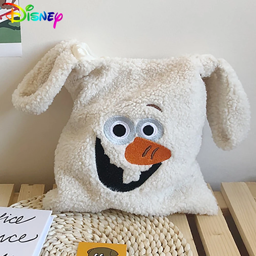 Disney New Shoulder Bags For Kids Cartoon Mickey Olaf Kawaii Lightweight Girls Handbag Children Plush Cute Design Side Bag Gifts |