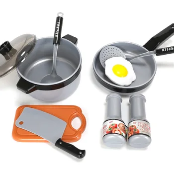 

One Set Children Kitchen Cooking Utensils Accessories Play Toy Cook Pots Pans Cookware Kids Pretend Classic Toys Children Gift