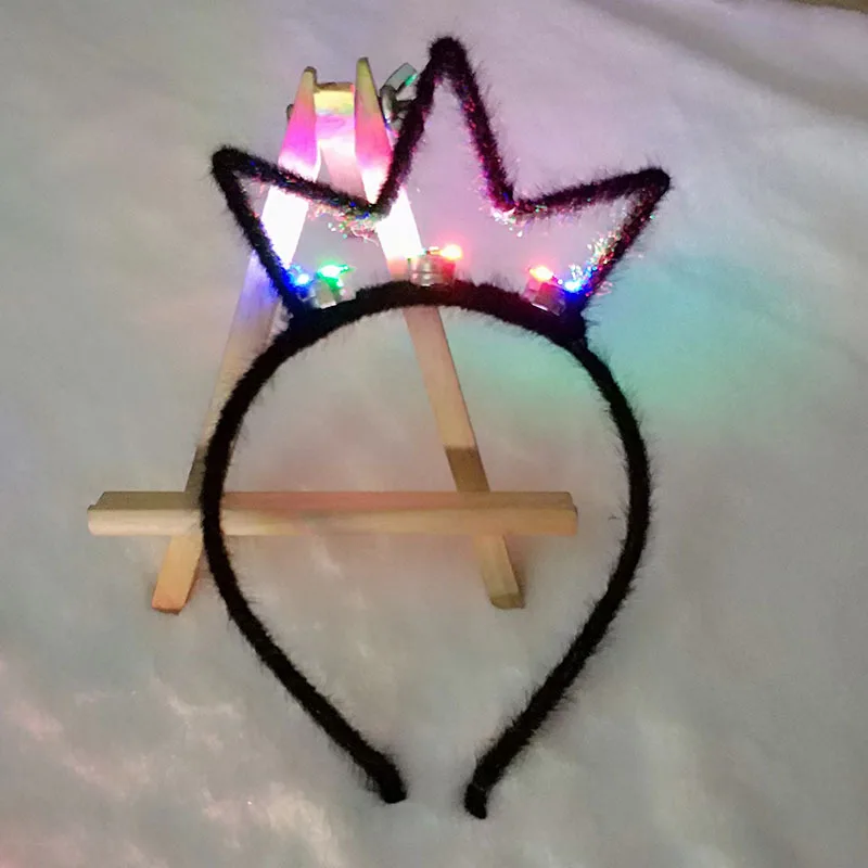 Светодиодный светящийся диадема, светильник в виде короны, повязки на голову, подарок на свадьбу, день рождения, игрушки, Рейв, вечерние принадлежности, рождественские повязки, год - Цвет: light up black