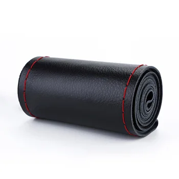 

15 inch Universal Hand Sewing Genuine Leather Braid Steering Wheel Cover Braiding Covers On The Steering Wheel for Kia Toyota