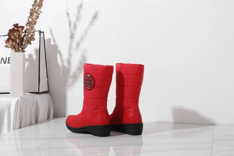 CDAXILAN/Новое поступление; женские зимние ботинки; ботинки до середины икры на танкетке из плотной ткани с плюшевой подкладкой; женские зимние теплые ботинки из хлопка