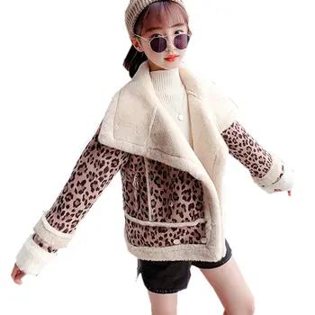 

Autumn Winter Fancy Baby Female Girls Wool Coat Leopard Print Fur Coat Jacket For Kids New Casual Warm Outerwear 5 7 8 9 11 14T