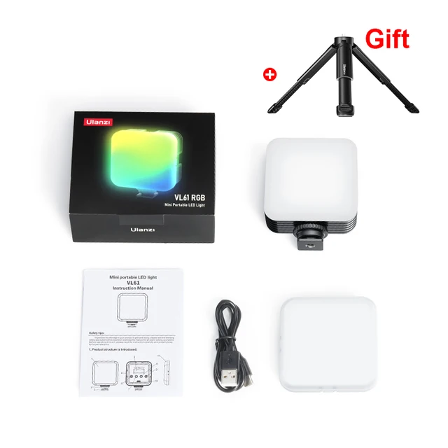 Ulanzi VL49 RGB Video Lights Mini LED Camera Light 2000mAh Rechargable LED Panel Lamp Photo Video Lighting  for Youtube Tik tok VL61