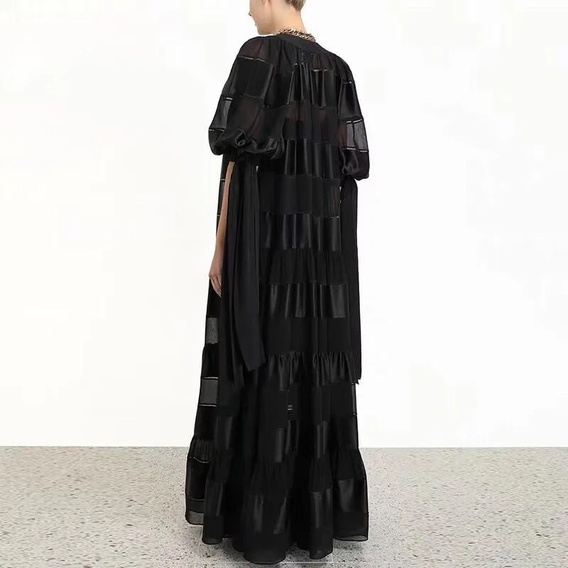 GetSpring женское платье с бантом в стиле пэчворк Макси платья однобортные пышными