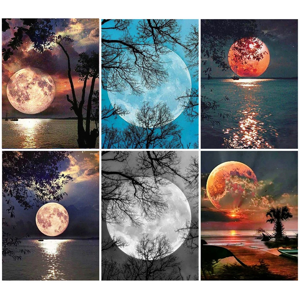 HUACAN-5D-Diamond-Painting-Full-Round-Drill-Moon-Pictures-Diamond-Embroidery-Scenic-Cross-Stitch-Home-Decoration