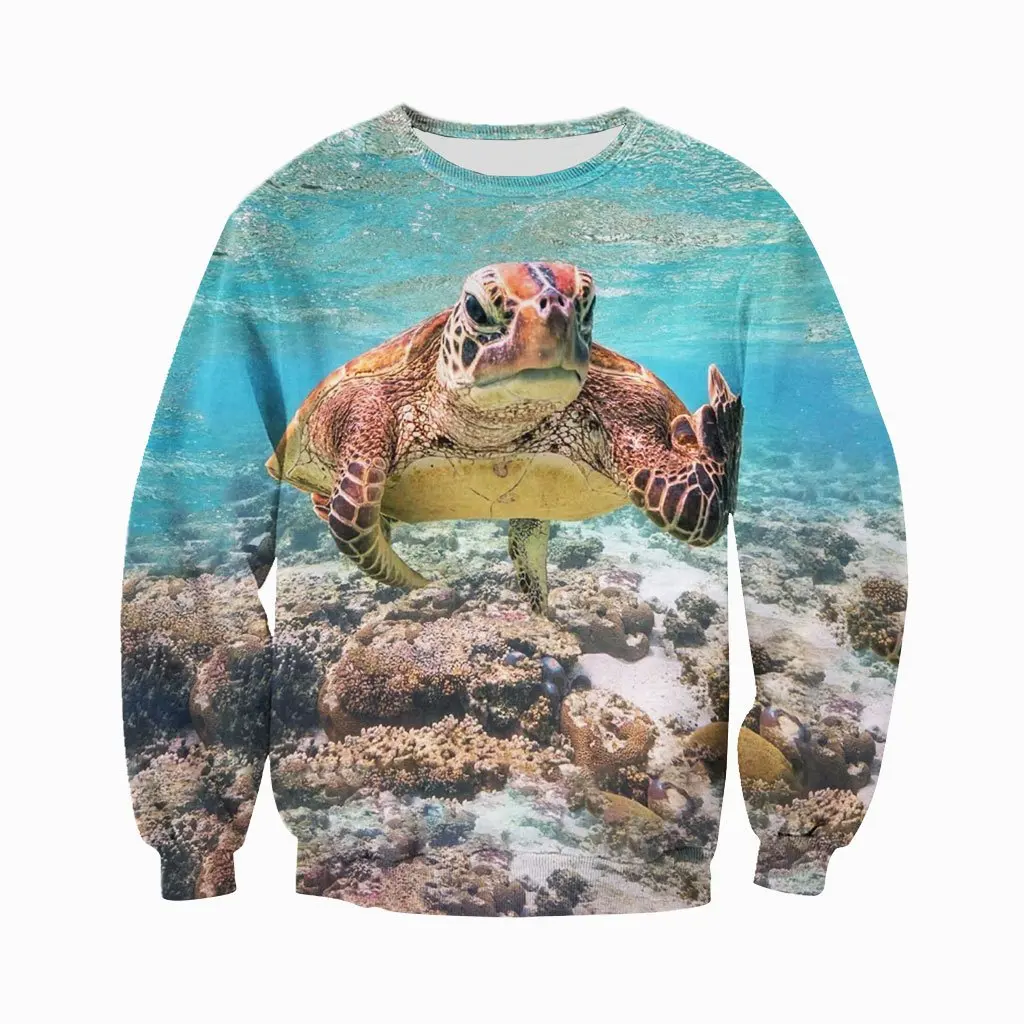 PLstar Cosmos Beautiful Animal Sweatshirt Love Sea Turtle 3D full Printing Long Sleeve Pullover Unisex Casual streetwear YW-06