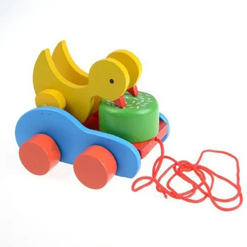 Duck Trailer Vehicle Wooden Toys Cute Duckling Newborn Children Plaything Early Educational Toy Kids Gift Present