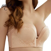 Нескользящий 1/2 чашка супер пуш-ап незаметный бюстгальтер без спинки цветочный кружевной бюстгальтер незаметный бюстгальтер Brasie Tape сексуальные бюстгальтеры для женщин