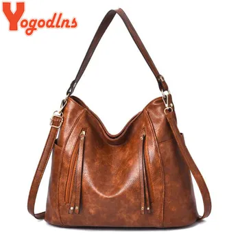 

Yogodlns Casual Tote Bag Ladies PU Leather Shoulder Bag Vintage Handbags Fashion Girls Cross Shoulder Bag