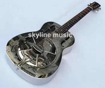 

Jonathan Brand Hawaii Tree Palm Pattern O Style Brass Body Electric Resonator Guitar, resophonic guitars