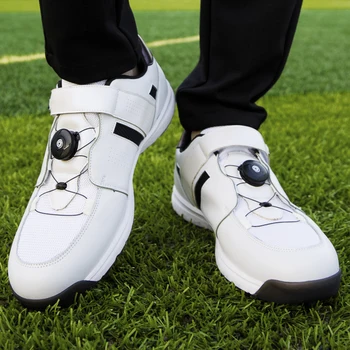 

Man Black White Professional Golf Sneakers PU Breathable Sports Walking Shoes Athletics Trainers Golf Shoes Waterproof Outdoor