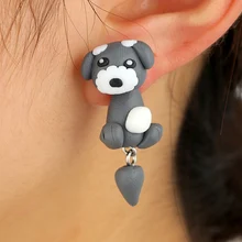 Новинка, ручная работа, полимерная глина, серьги в виде животных, милая собака, корова, кошка, милый пингвин, серьги-гвоздики в виде слона для женщин, ювелирное изделие