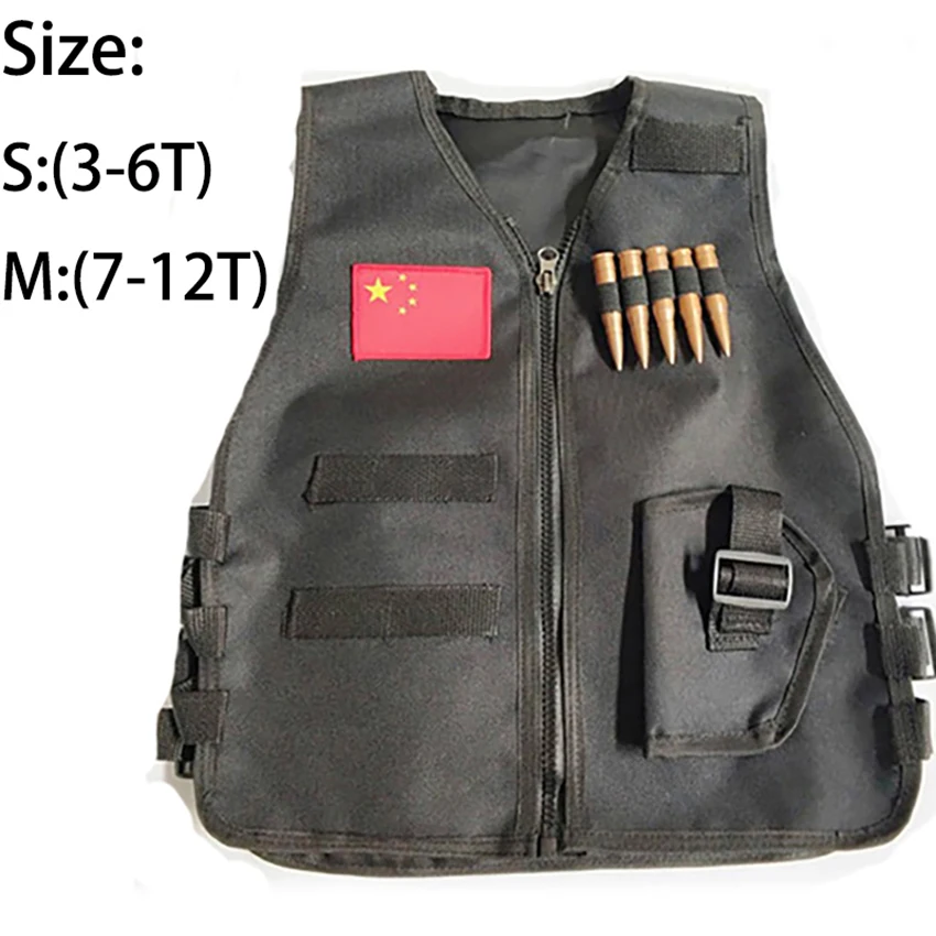 Tactical Vest Детская военная форма для мальчиков и девочек, спецназ, тактическая Маскировка джунглей, армейский костюм для улицы, страйкбол, пустыня, камуфляж, Детский костюм - Цвет: Tactical Vest