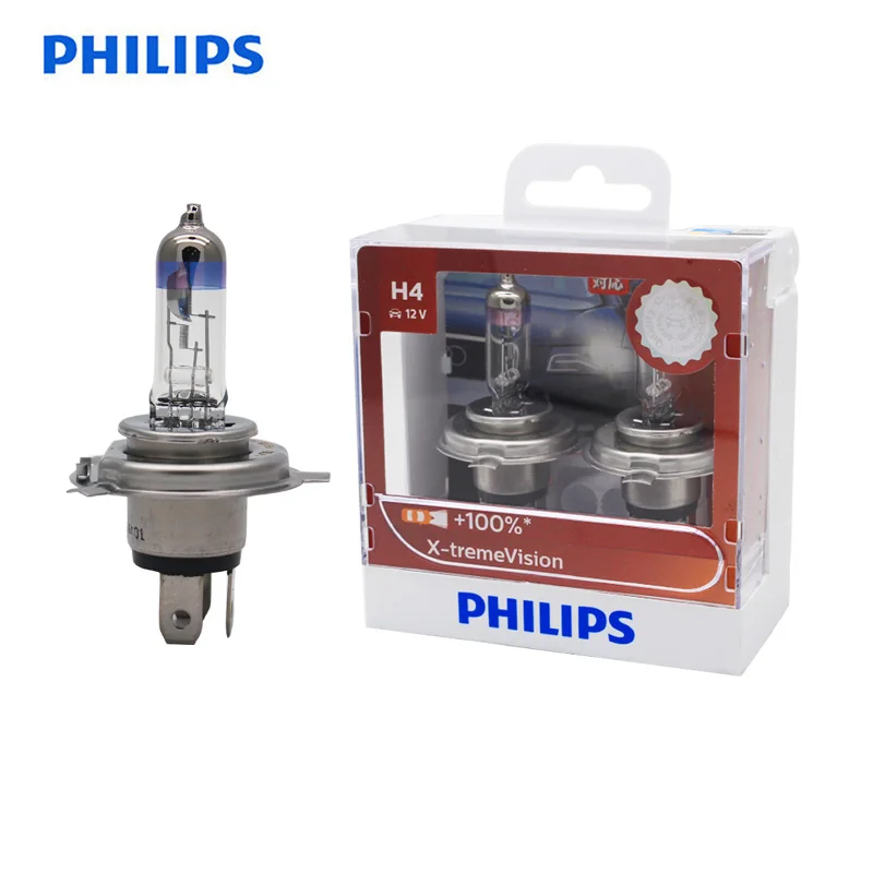 Philips оригинальный H4 9003 HB2 12V 60/55W X-treme Vision 100% фар автомобиля ярких галогенных ECE