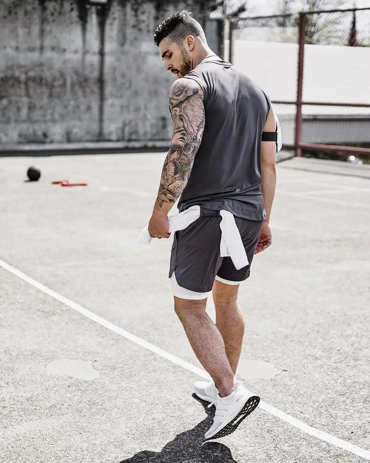 thumbnail image 2 of Source Black En Workout Fitness Shorts Custo Logo Training Running Short Sweat 2 of 11
