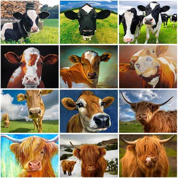 

Cartoon Cow DIY 5D Diamond Painting Full Round Drill Mosaic Animals Bull Head Diamond Embroidery Cross Stitch Kits Home Decor