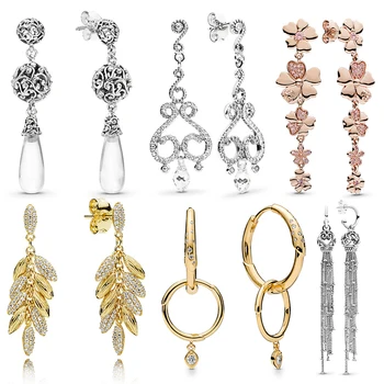 

100% 925 Sterling Silver Golden Leaf Earrings Cryolite Drop Earrings DIY Birthday Gift