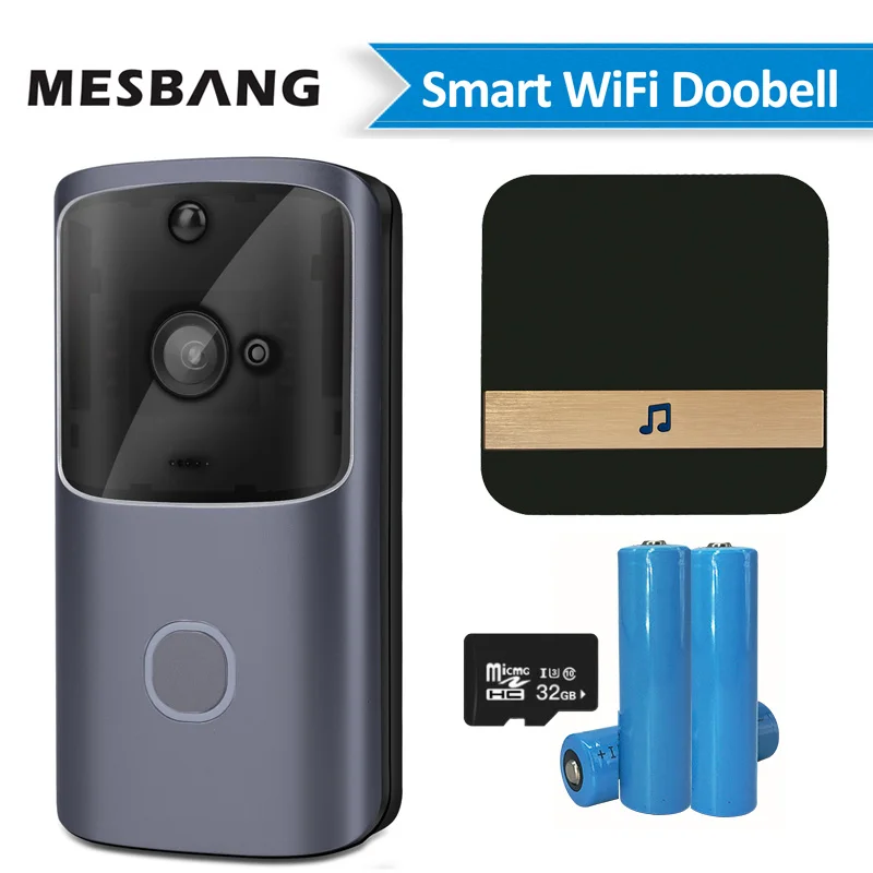 Timbre de puerta inalámbrico con wifi, intercomunicador con batería, timbre, timbre de puerta, cámara, soporte para llamadas, tarjeta TF