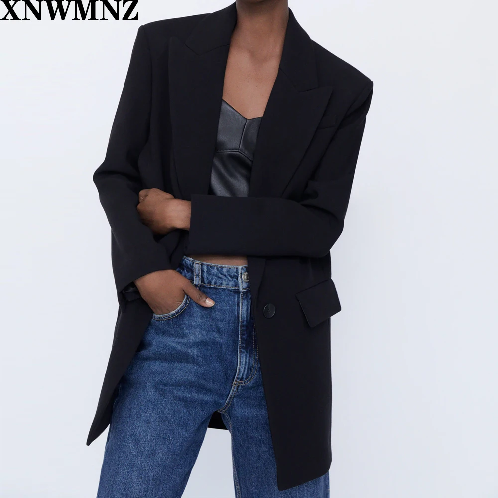 XNWMNZ women extra long blazer lapel 