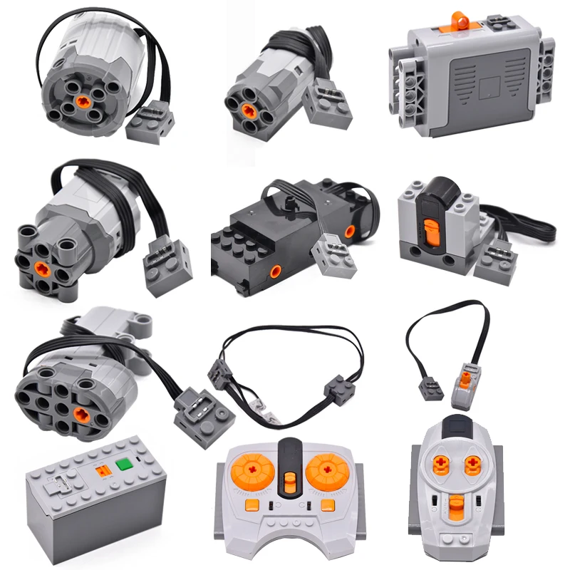Remote Control Toys MOC High-Tech Power Functions Servo Motor Polarity Switch Light Set IR Speed Remote Control Receiver Battery Box DIY toys