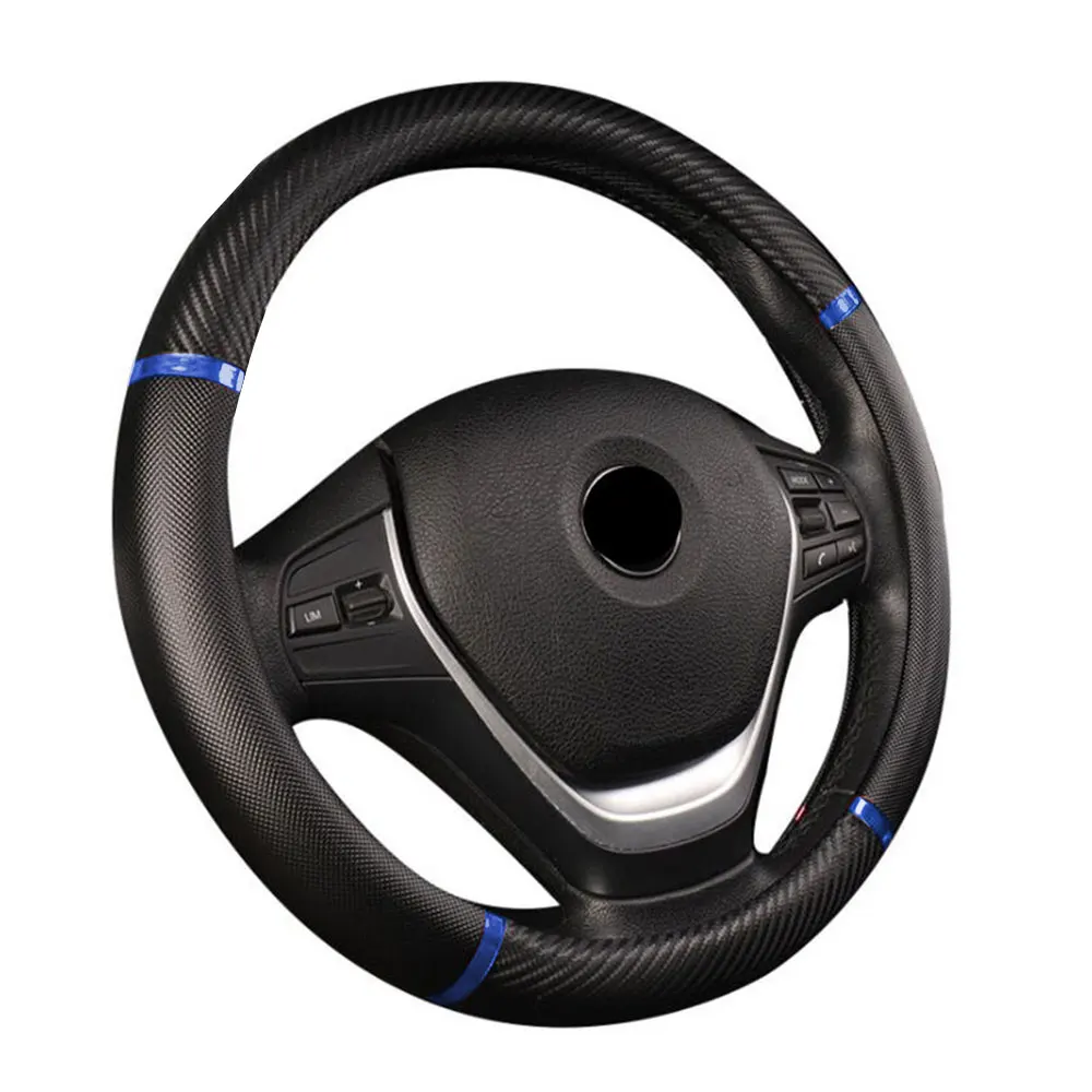 38 см рулевое колесо обертывание автомобиля нескользящий Руль Протектор универсальные чехлы 1 шт. чехол рулевого колеса автомобиля - Название цвета: black blue