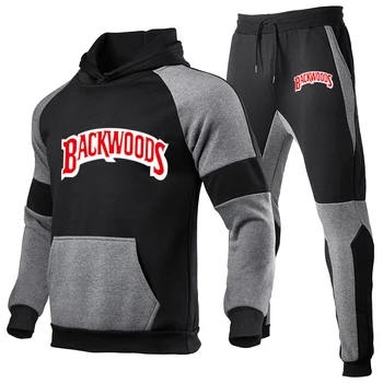 

BACKWOODS Hoodies Letters Print Sweatshirt+Sweatpant men's Pullover Sweatshirt Hoodie Sports Pants tracksuit men