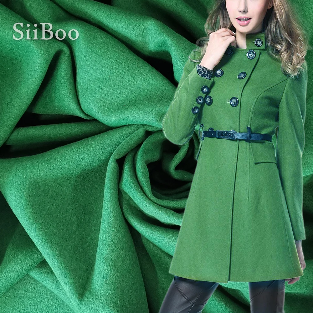 Free Shipping American Style Green Solid Wool Fabric For Winter Coat