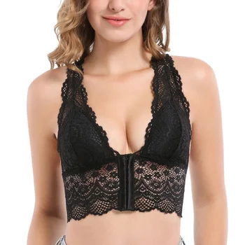 

Women's Bralette Fashion Lace Trim Front Closure Bra Adjustable Sports Extra-Elastic Casual Extra-Elastic Breathable Brassiere
