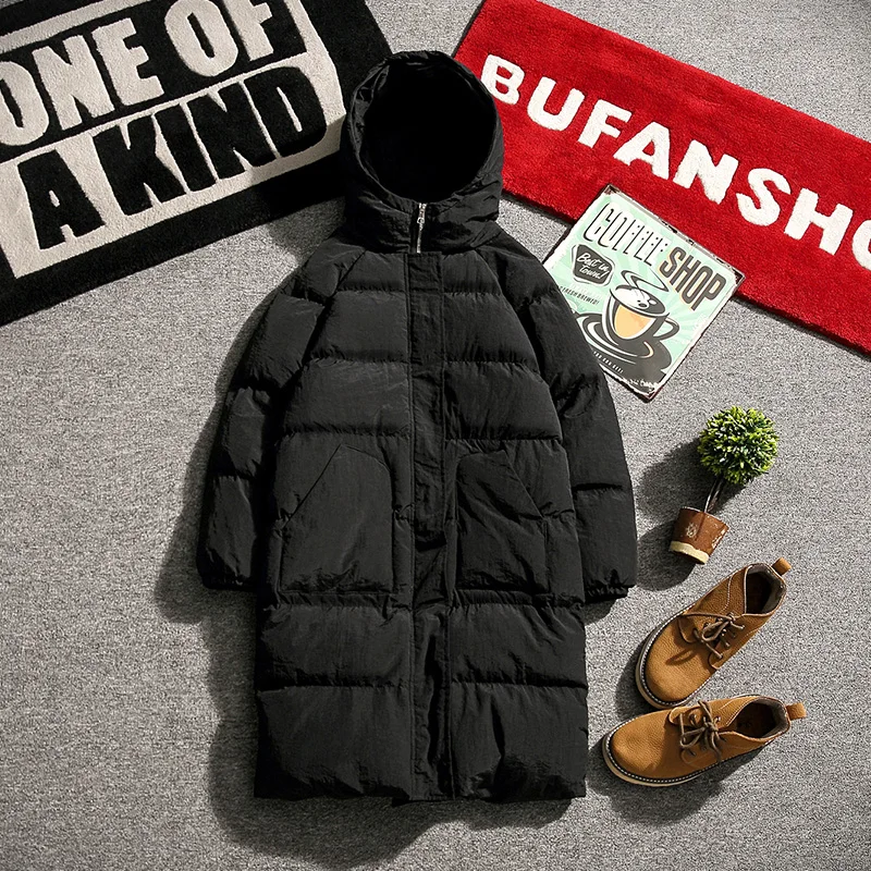 YASUGUOJI, Высококачественная зимняя куртка, Мужская, с капюшоном, утолщенная, теплая, парка, пальто, повседневное, мужское, пальто, длинное, с хлопковой подкладкой, куртка M-5XL - Цвет: black
