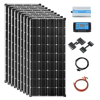 

solar panel 1000w 12v kit complete camping system power 110v 220v with 2000w inverter for home RV battery Off-Grid System
