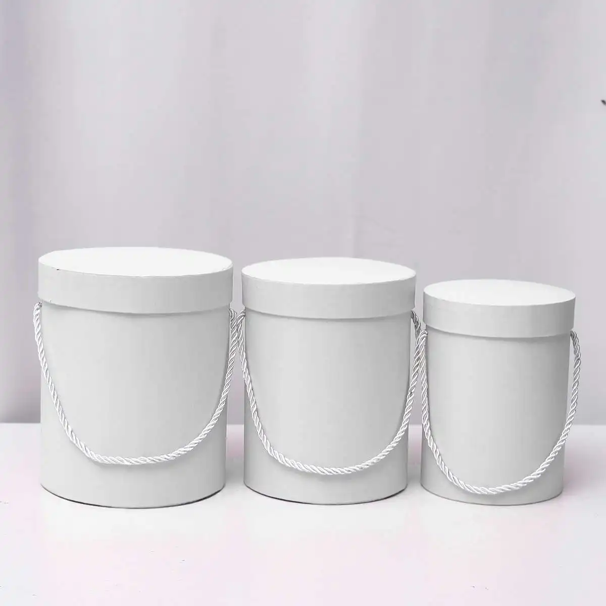 White 3 шт./компл. Круглые Цветочные бумажные коробки с крышкой Hug ведро флорист подарочная упаковка коробка украшения для дома и свадьбы держатель цветочных букетов - Цвет: White