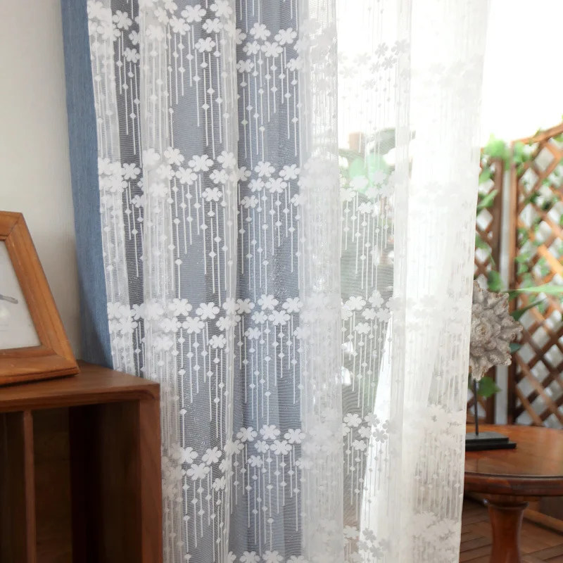 Korean Embroidered Lace Tulle Warp Knitted White Finished Translucent Customized Partition for Living Dining Room Bedroom | Дом и сад
