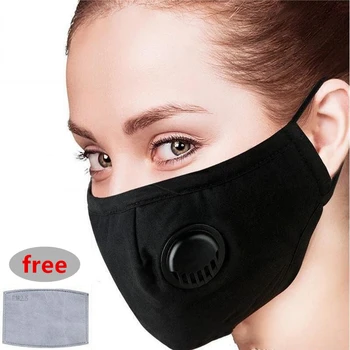 

In Stock Wholesale Washable PM2.5 Mask Filter Anti Odor Smog Custom Cotton Pollen Dust Mouth Face Mask With 1 Filters Valve Men