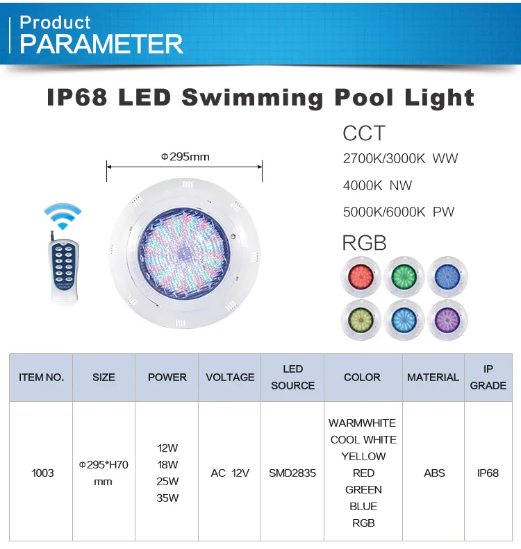 IP68 Водонепроницаемый светодиодный светильник для бассейна настенный подводный меняющий цвет RGB 35W luz piscina lampe 12V пульт дистанционного управления