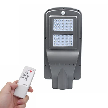 

40W Solar Powered Waterproof IP65 Radar Sensor Dusk to Dawn LED Street Light with Remote Controller White Outdoor Lighting