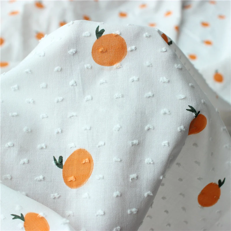 150x50 см саржевая хлопчатобумажная оранжевая ткань с принтом в горошек швейная