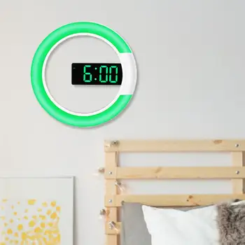 

Multifunction Alarm Temperature Ring Light Digital LED Mirror Hollow Wall Clock